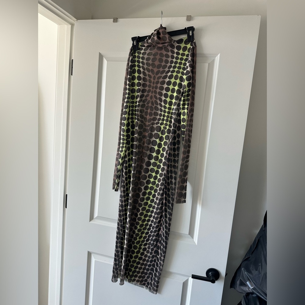 Long Sleeve Turtleneck Polka Dot Dress